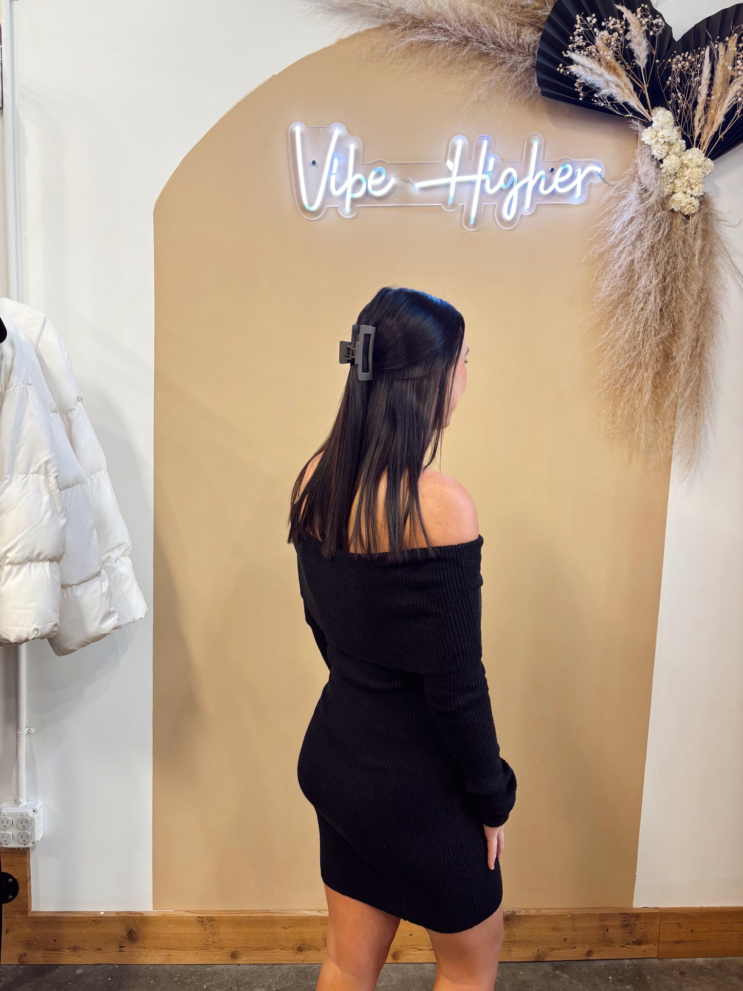 Off-Shoulder Sweater Dress