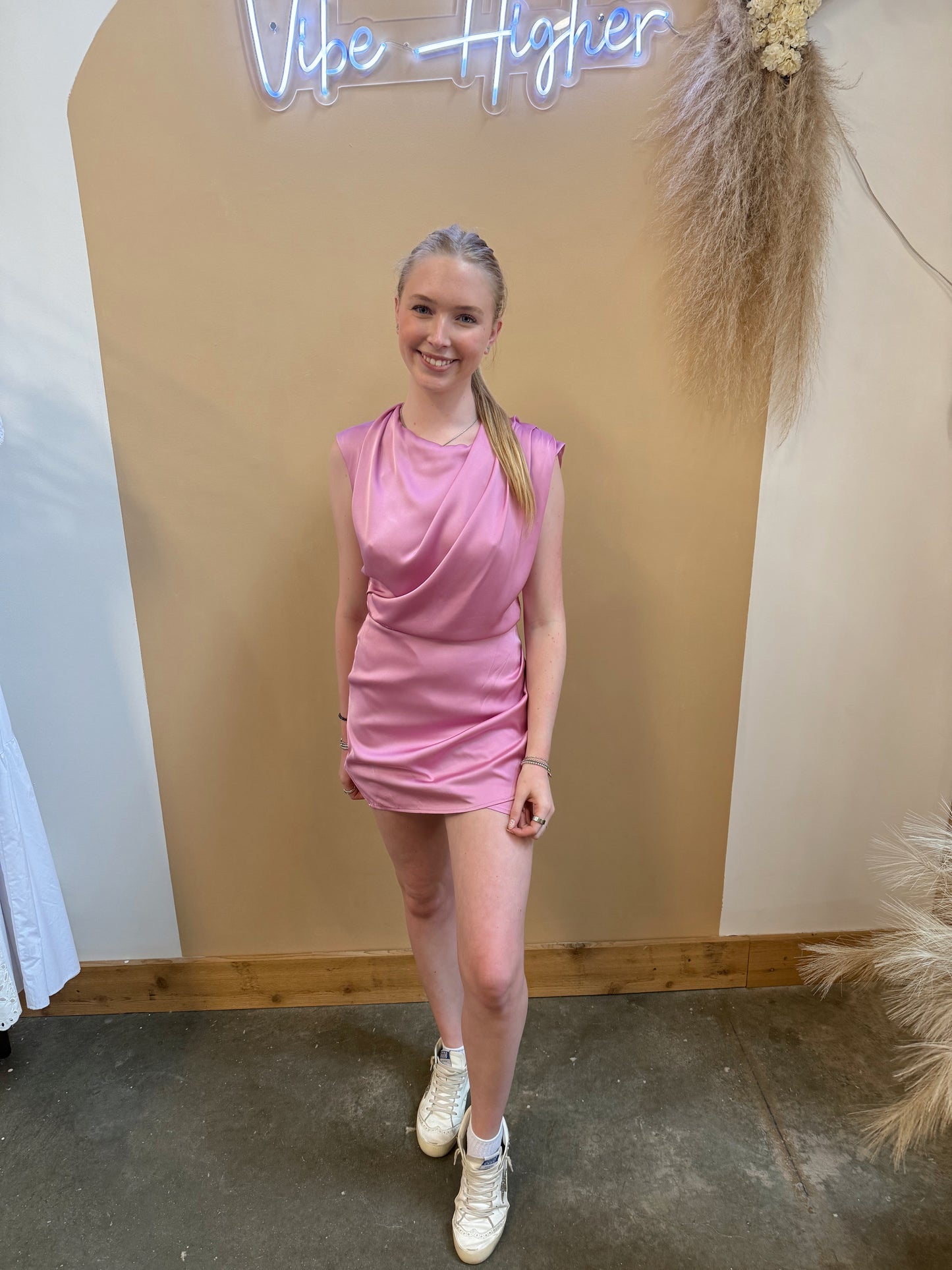 Irene Sleeveless Satin Dress