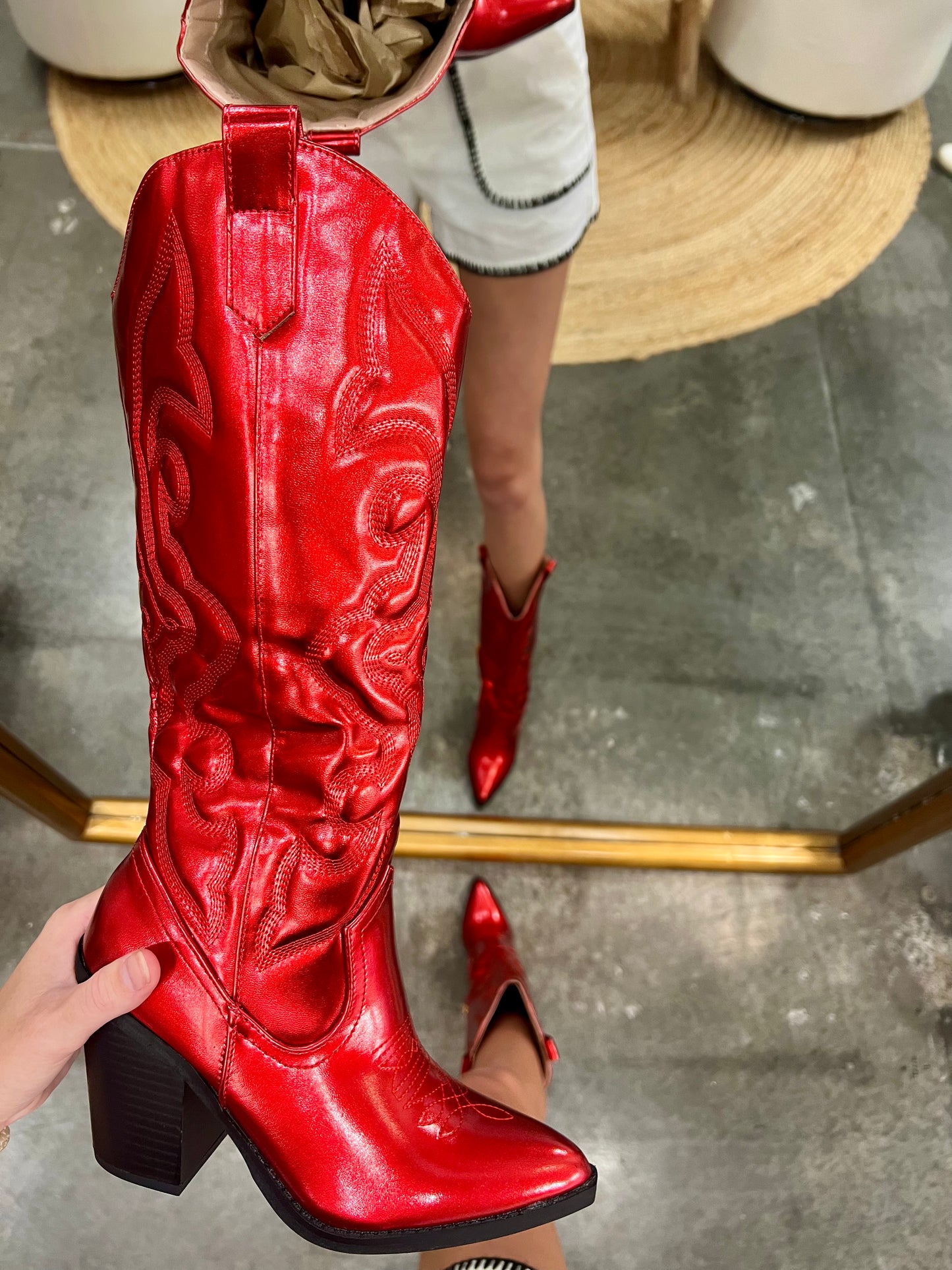 Red Metallic Cowgirl Boots