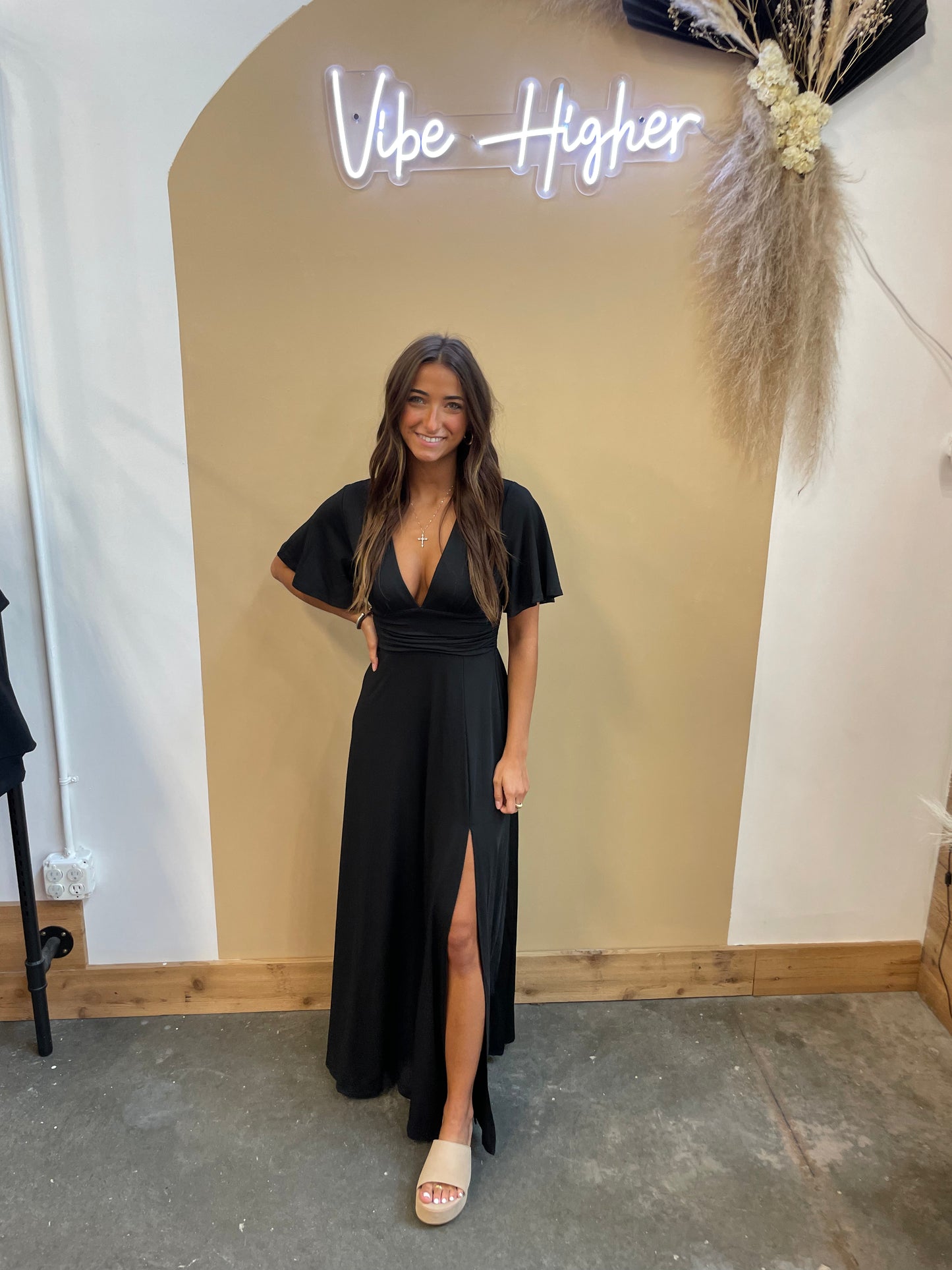 Venetian V-Neck Maxi Dress