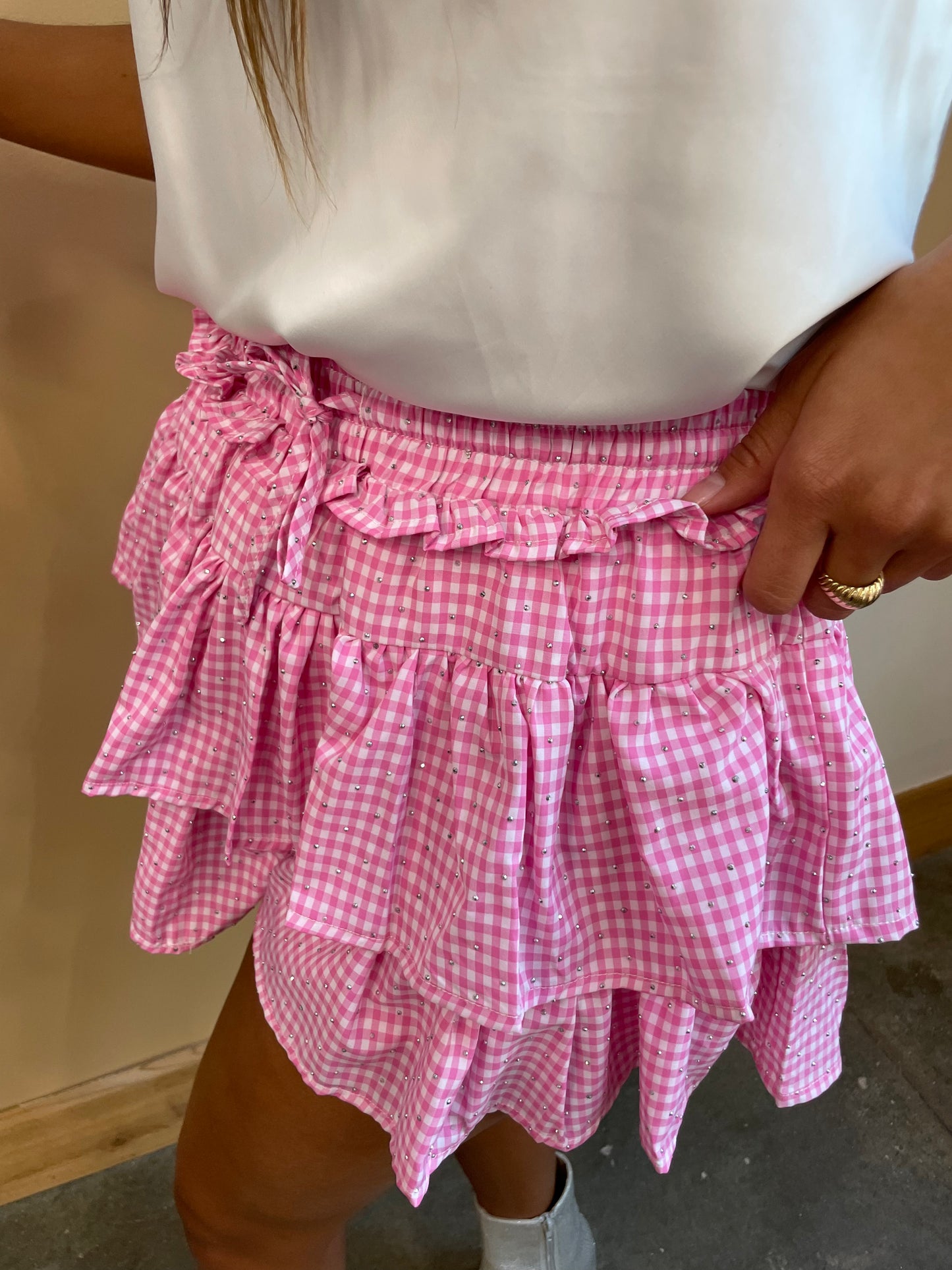 Gingham Studded Skort