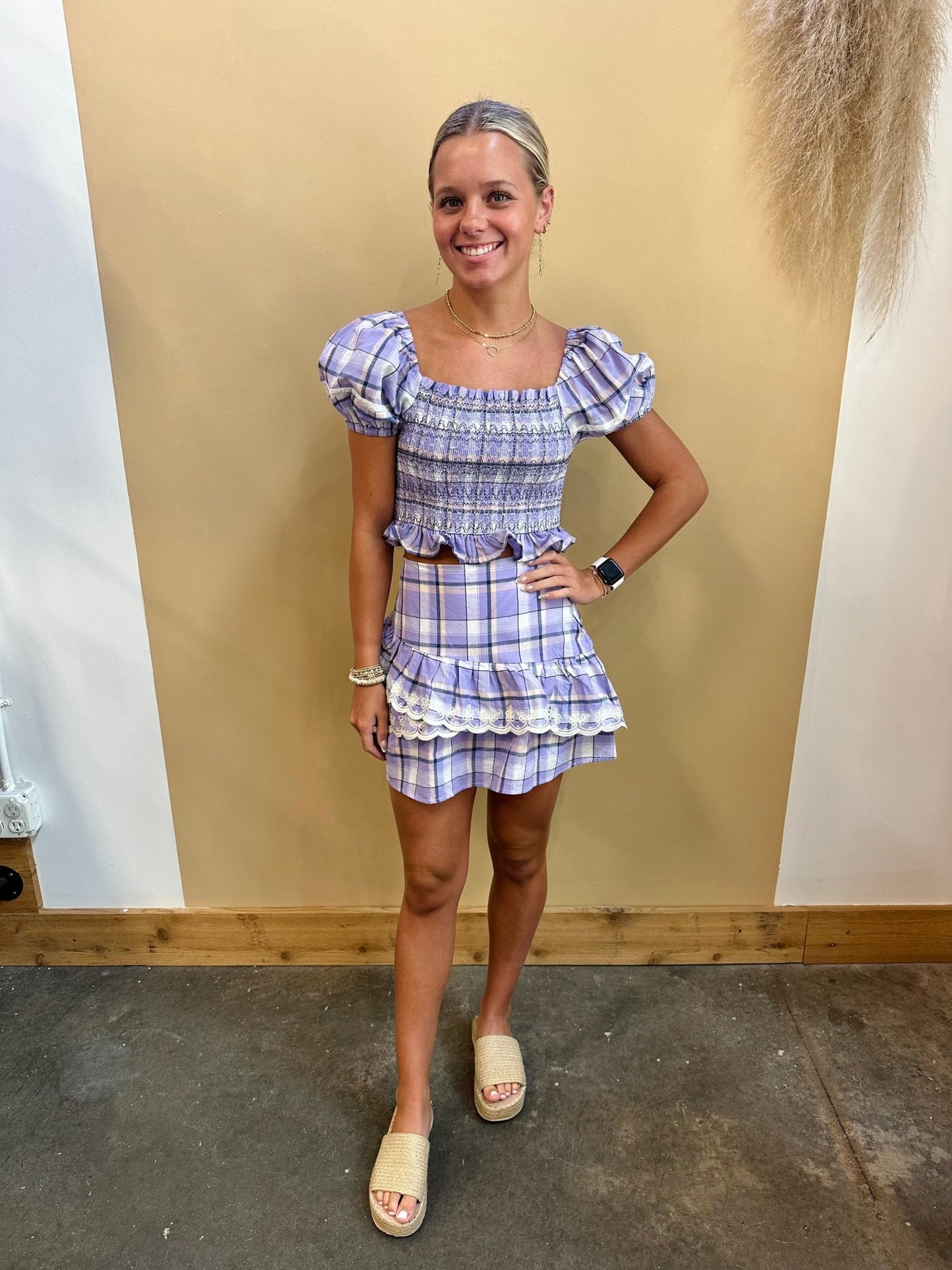Pretty In Plaid Skirt Set - Arete Style