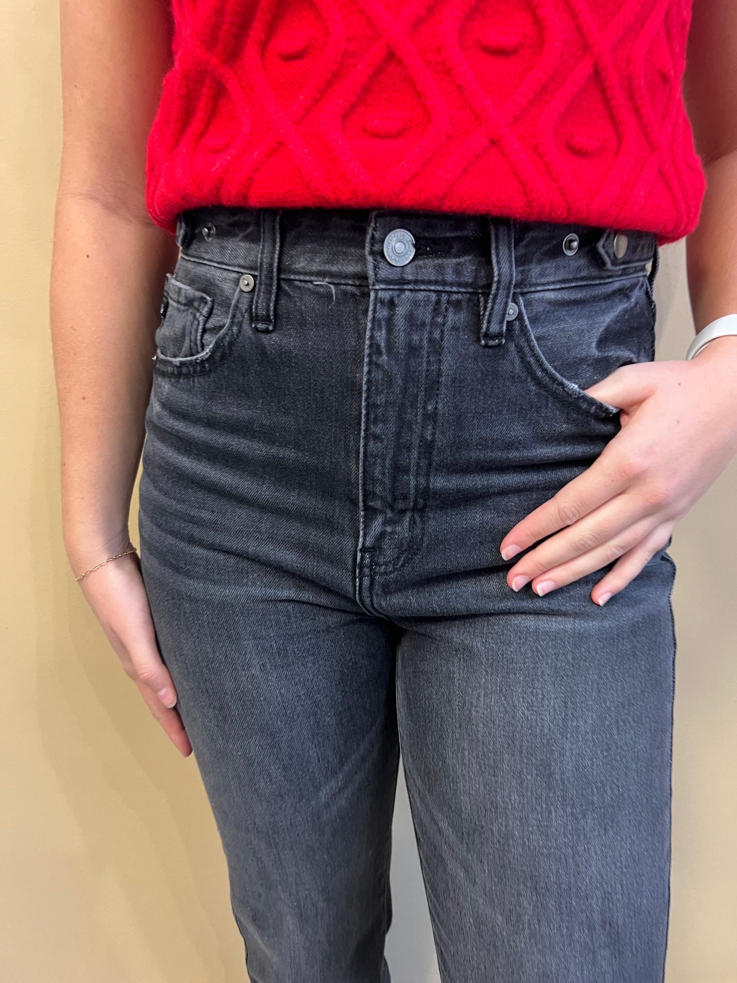90's Wide Leg Black Straight Jeans - Arete Style