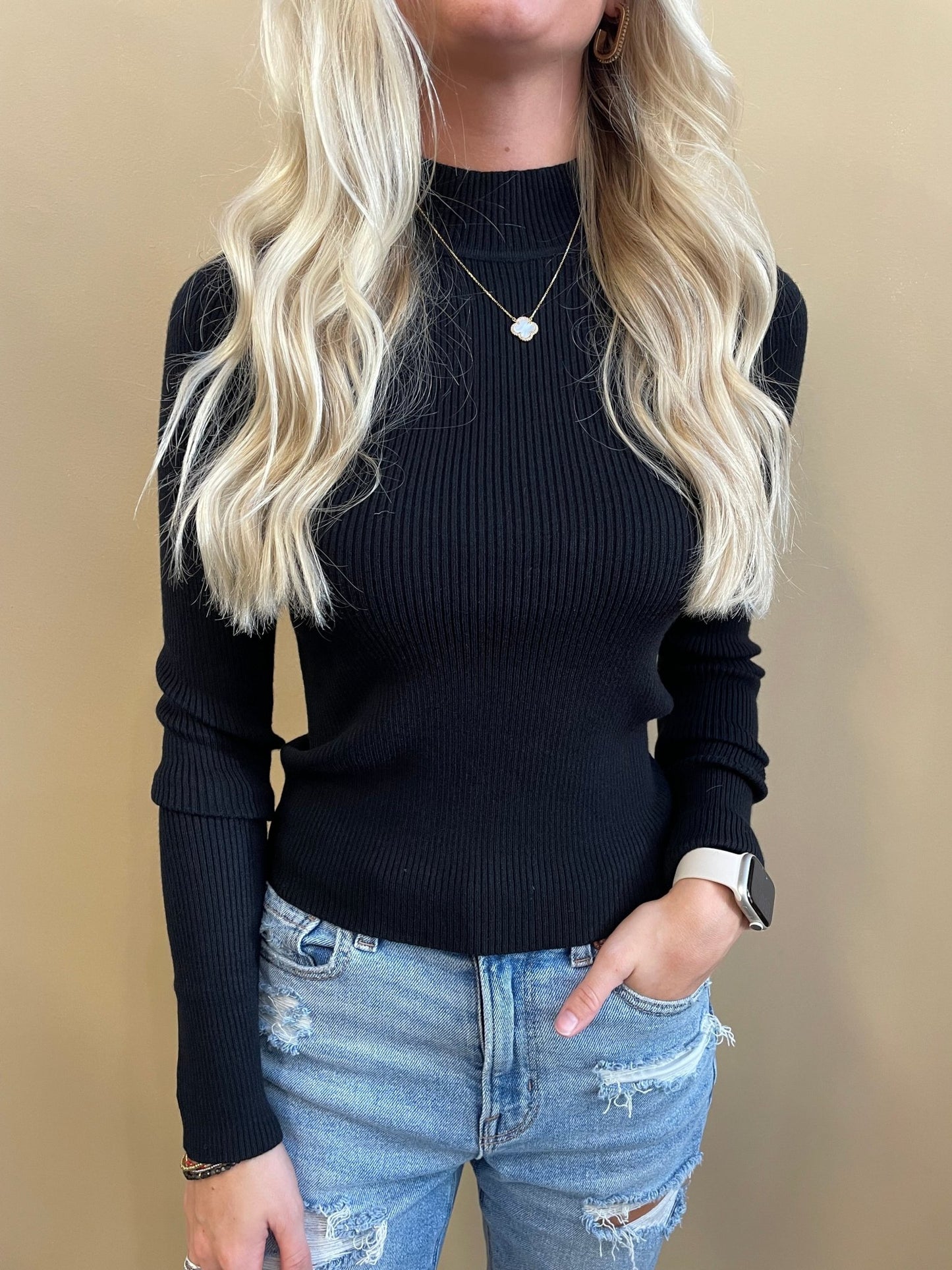 Aubrey Mock Neck Sweater Top - Arete Style