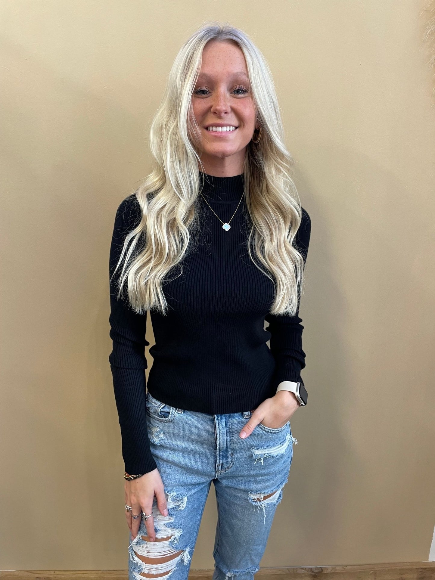 Aubrey Mock Neck Sweater Top - Arete Style
