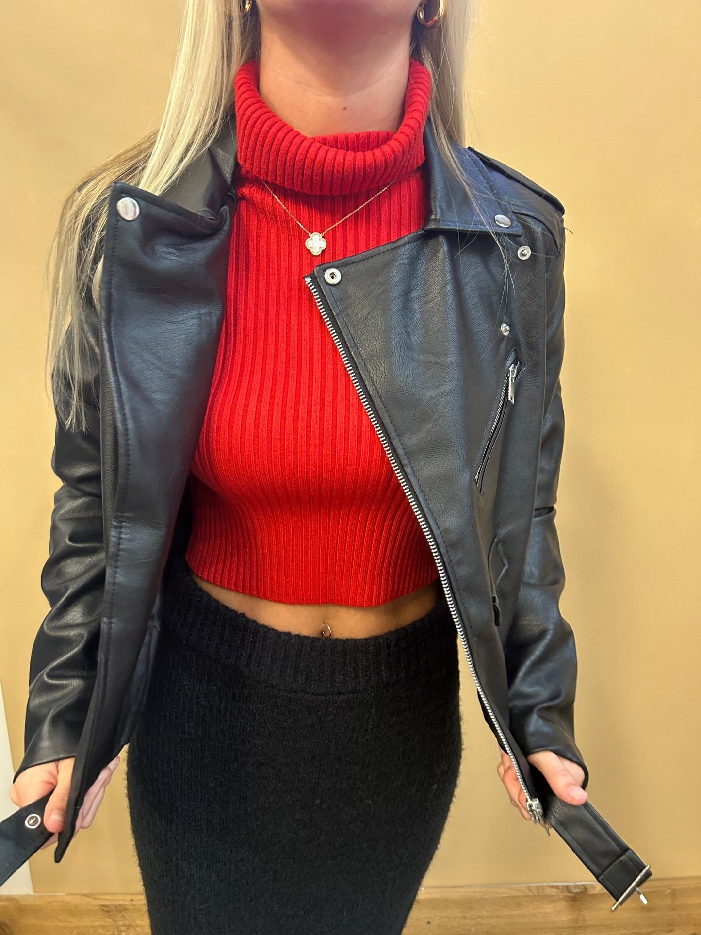 Black Biker Jacket - Arete Style