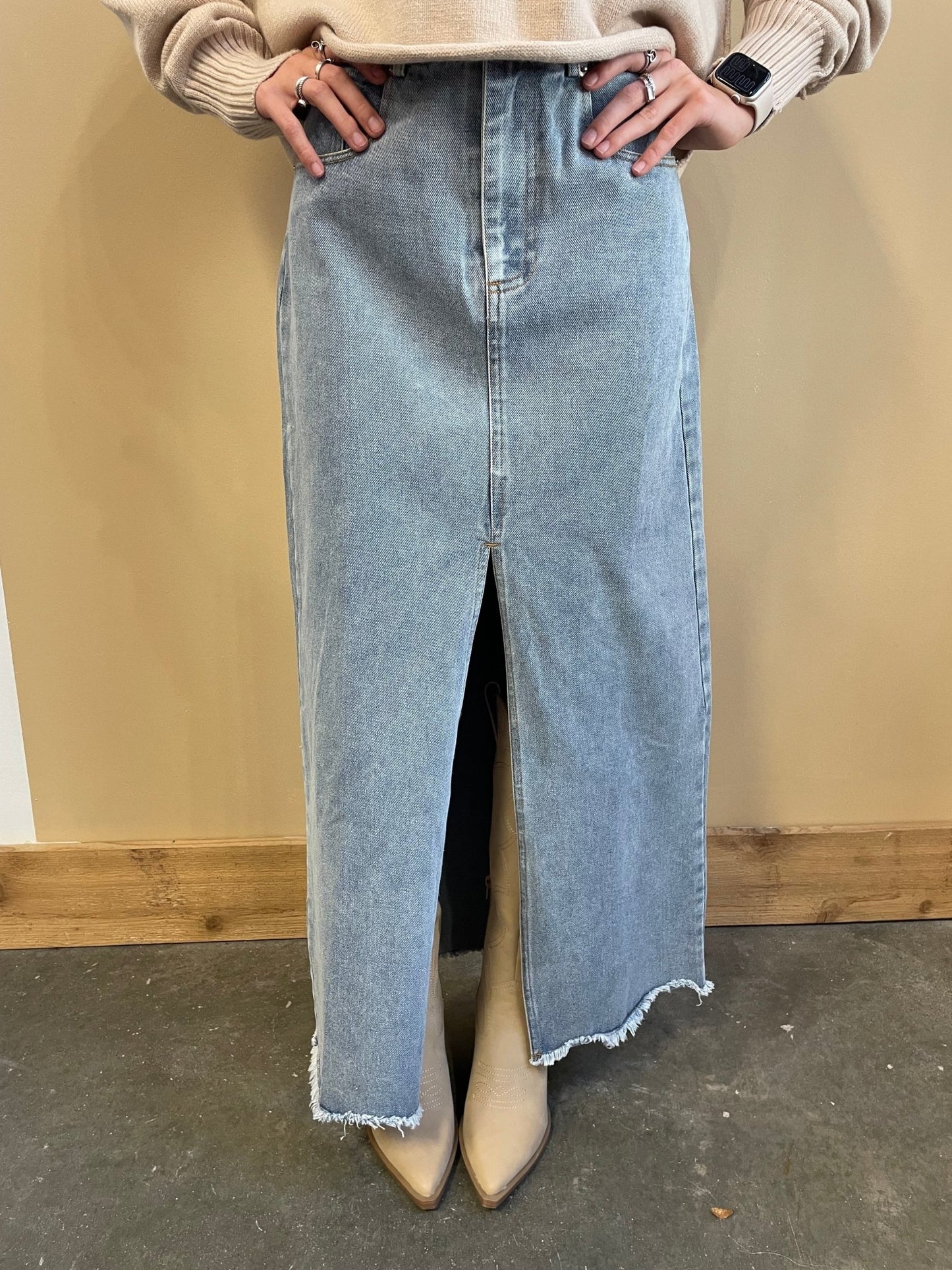Denim Maxi Skirt - Arete Style