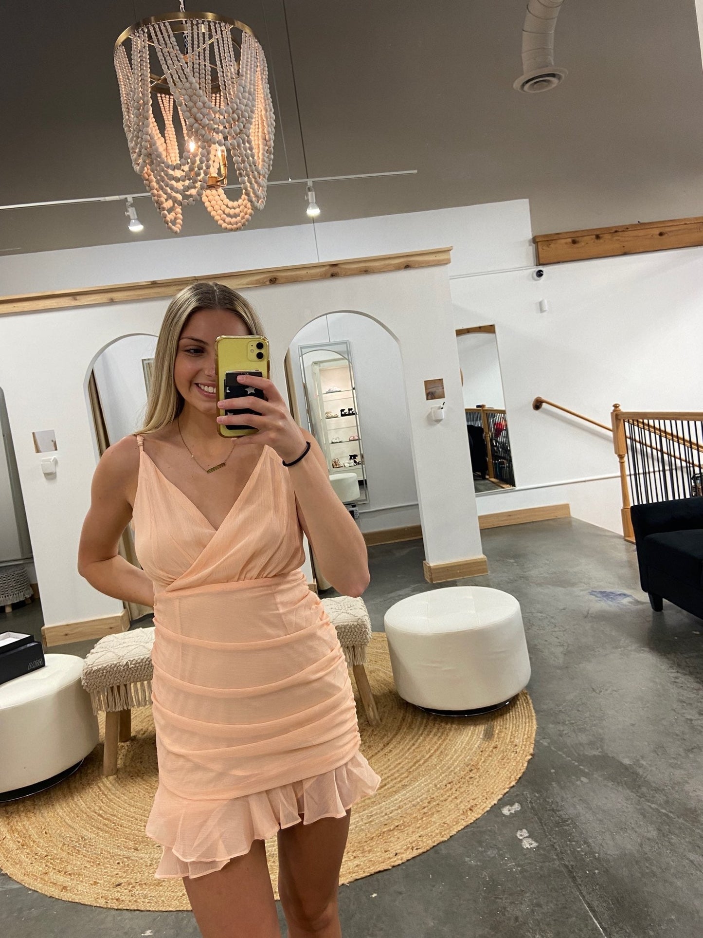 Logan Light Peach Dress - Arete Style