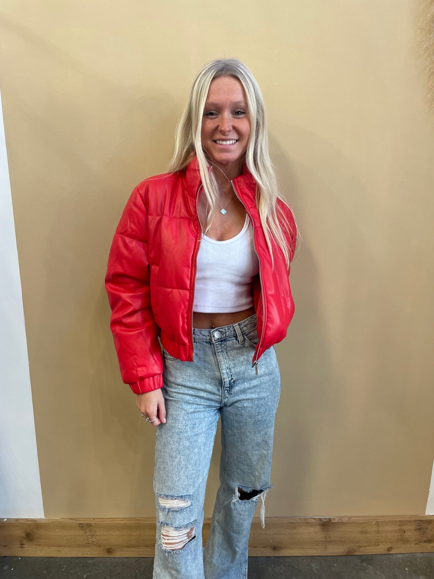 Quinn Faux Leather Puffer - Arete Style