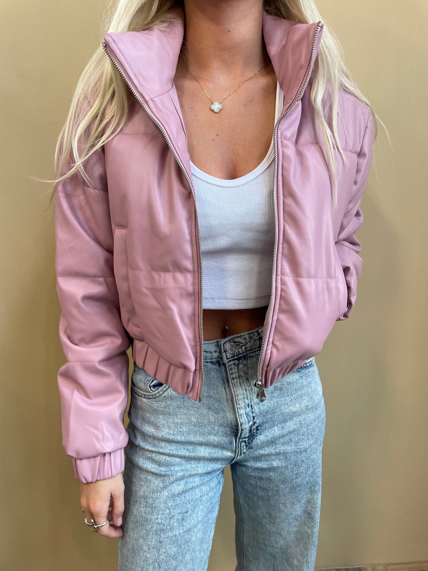 Quinn Faux Leather Puffer - Arete Style