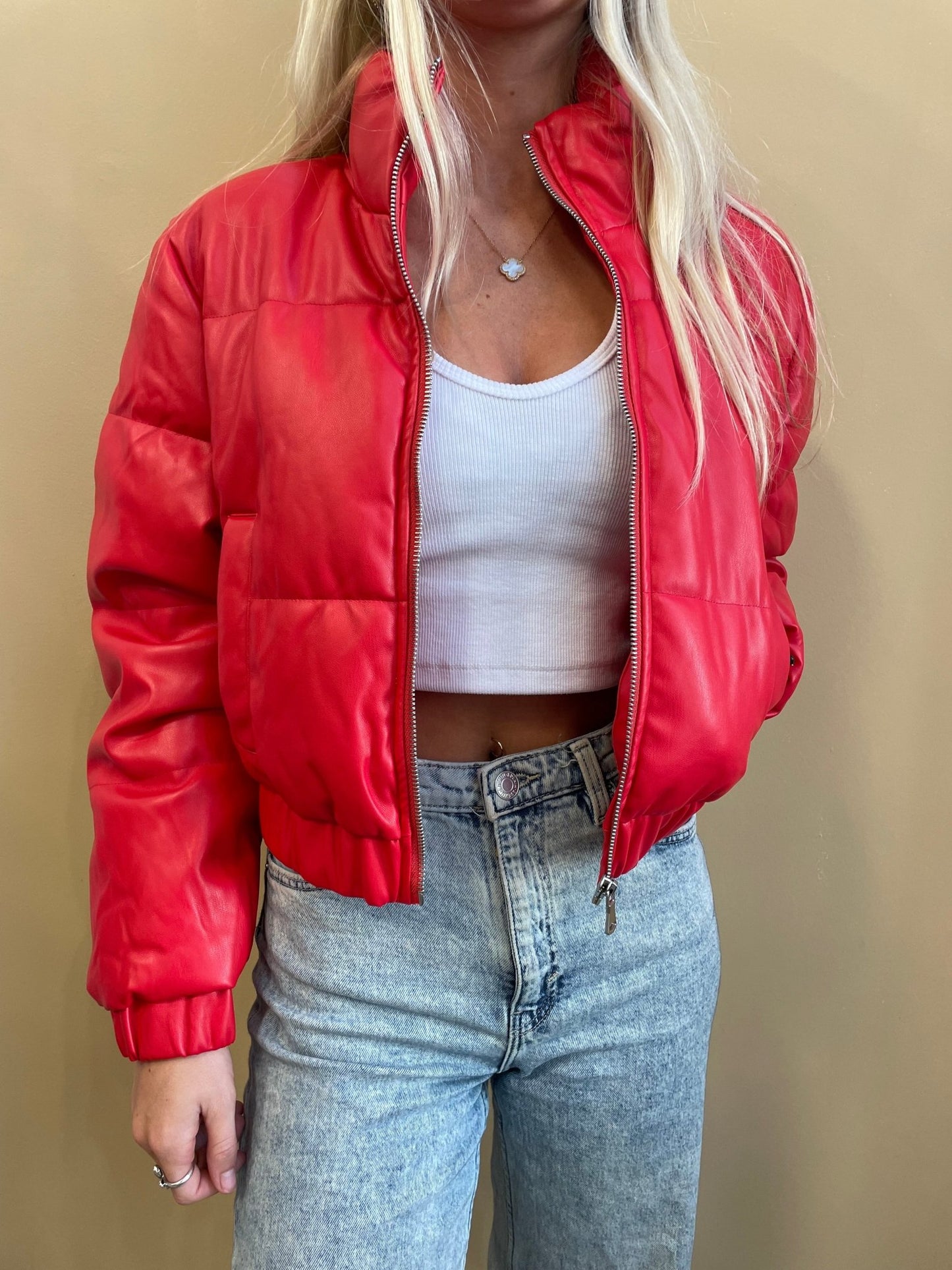 Quinn Faux Leather Puffer - Arete Style