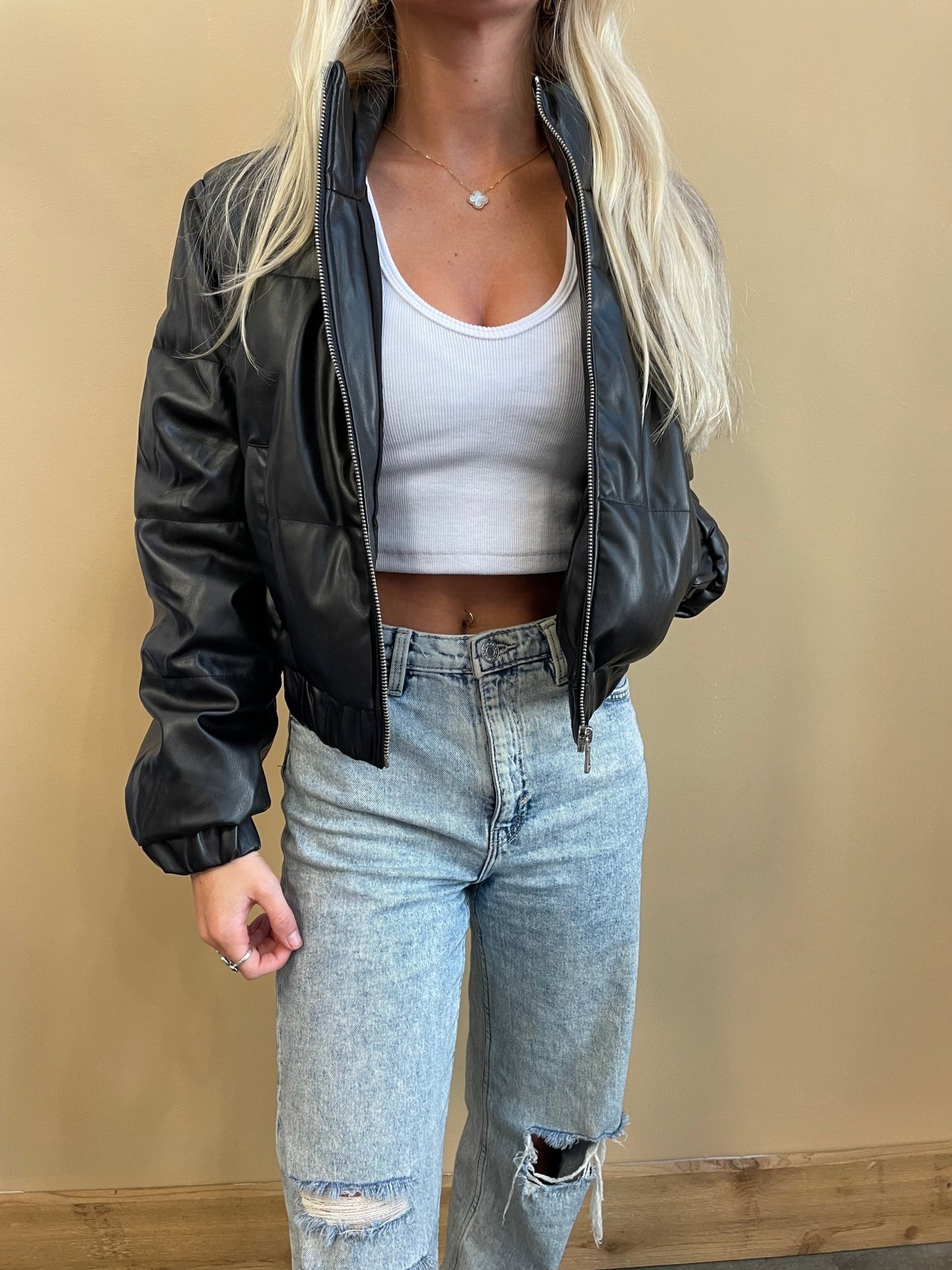 Quinn Faux Leather Puffer - Arete Style