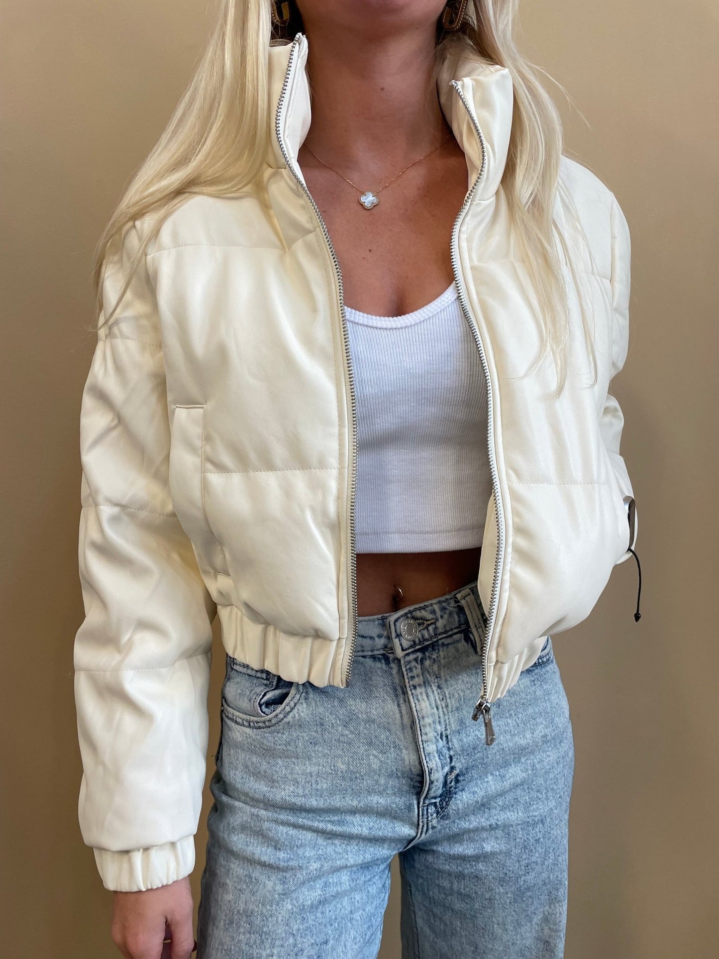 Quinn Faux Leather Puffer - Arete Style