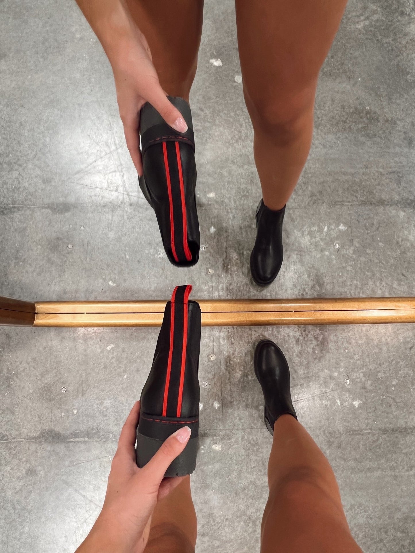 Red Stripe Booties - Arete Style