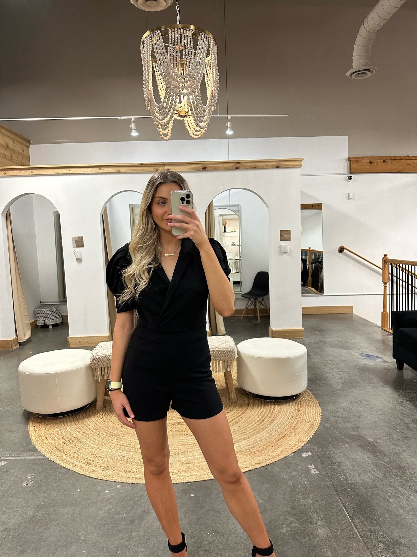 Samantha Puff Sleeve Romper - Arete Style