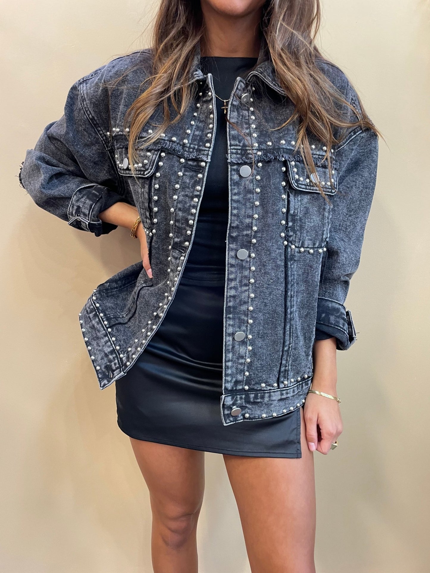 Studded Denim Jacket - Arete Style