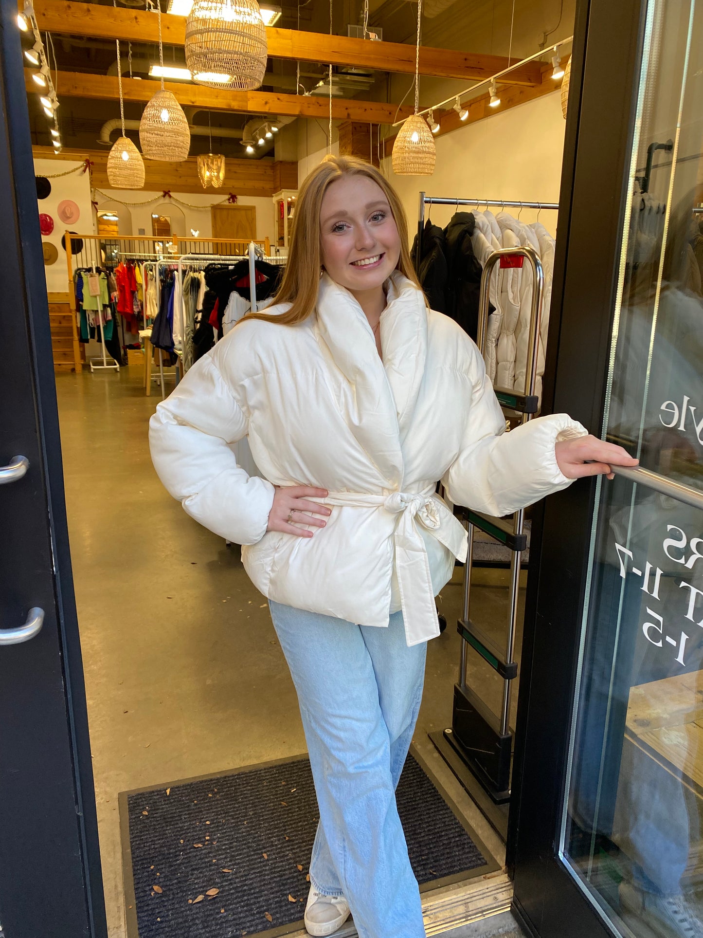 Waist Tie Puffer Jacket