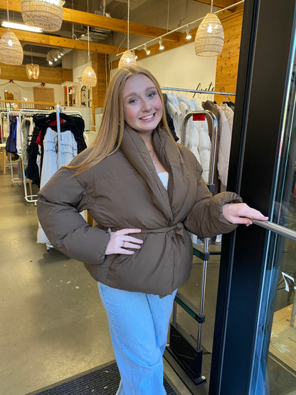 Waist Tie Puffer Jacket