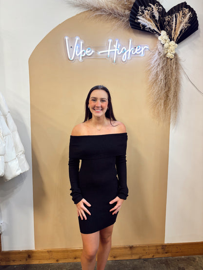 Off-Shoulder Sweater Dress