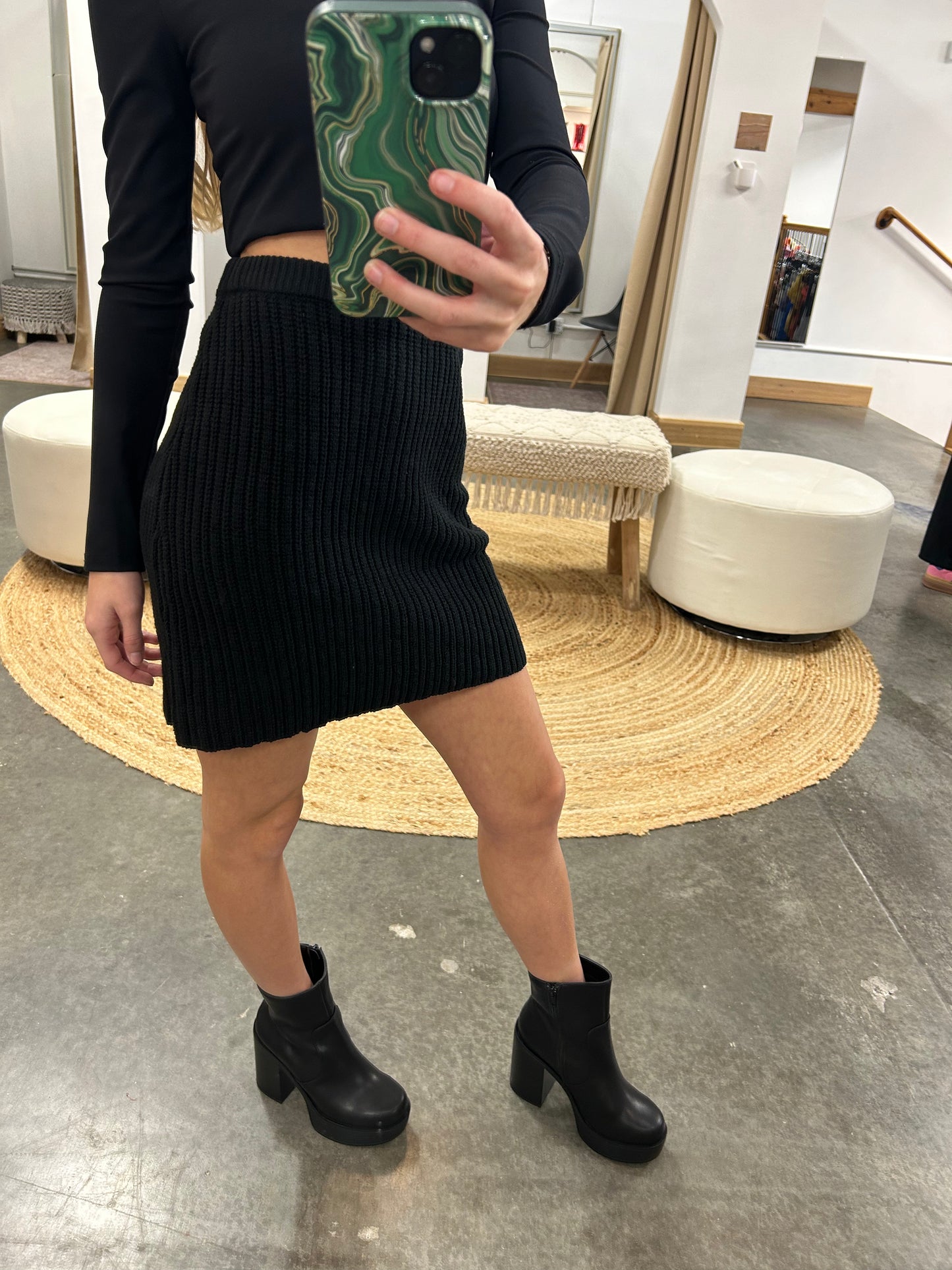 Ribbed Sweater Skirt - Arete Style