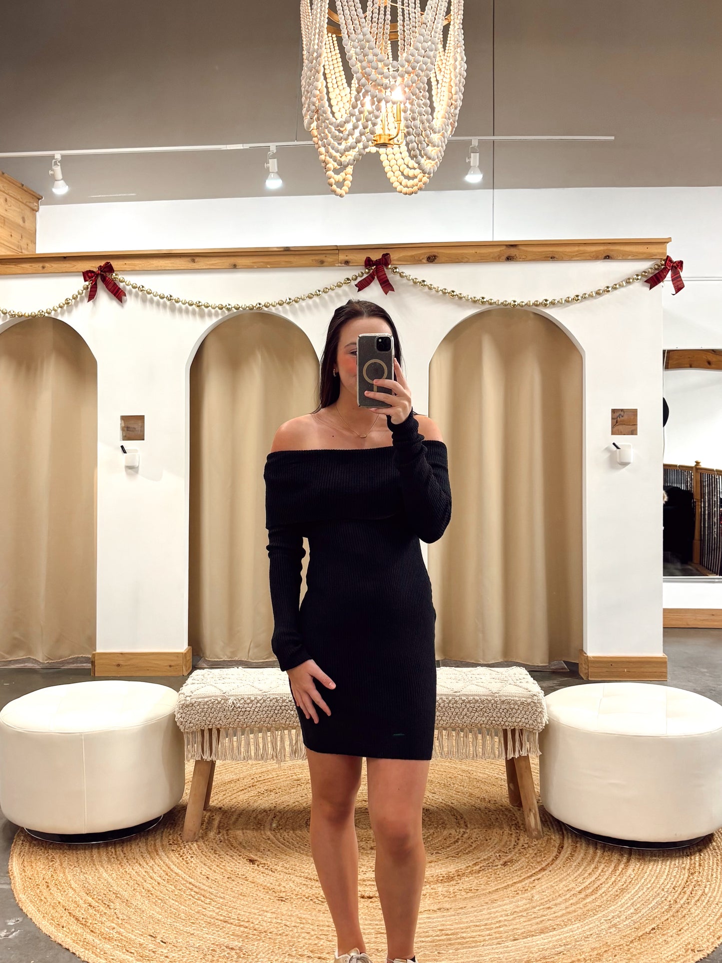 Off-Shoulder Sweater Dress