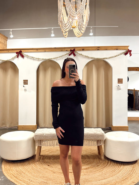 Off-Shoulder Sweater Dress