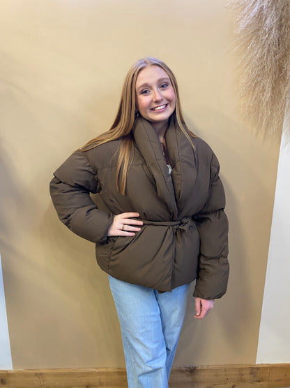 Waist Tie Puffer Jacket