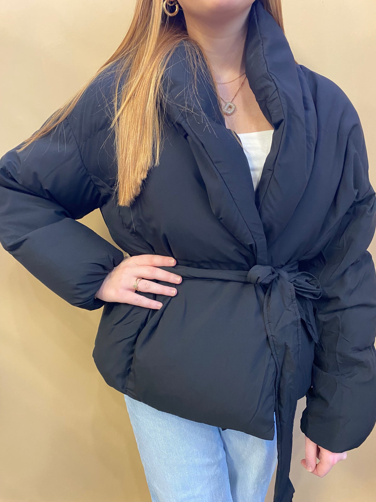 Waist Tie Puffer Jacket