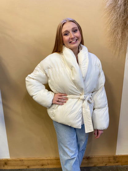 Waist Tie Puffer Jacket