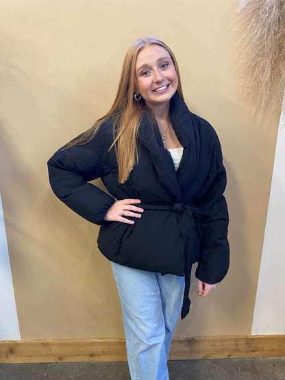 Waist Tie Puffer Jacket
