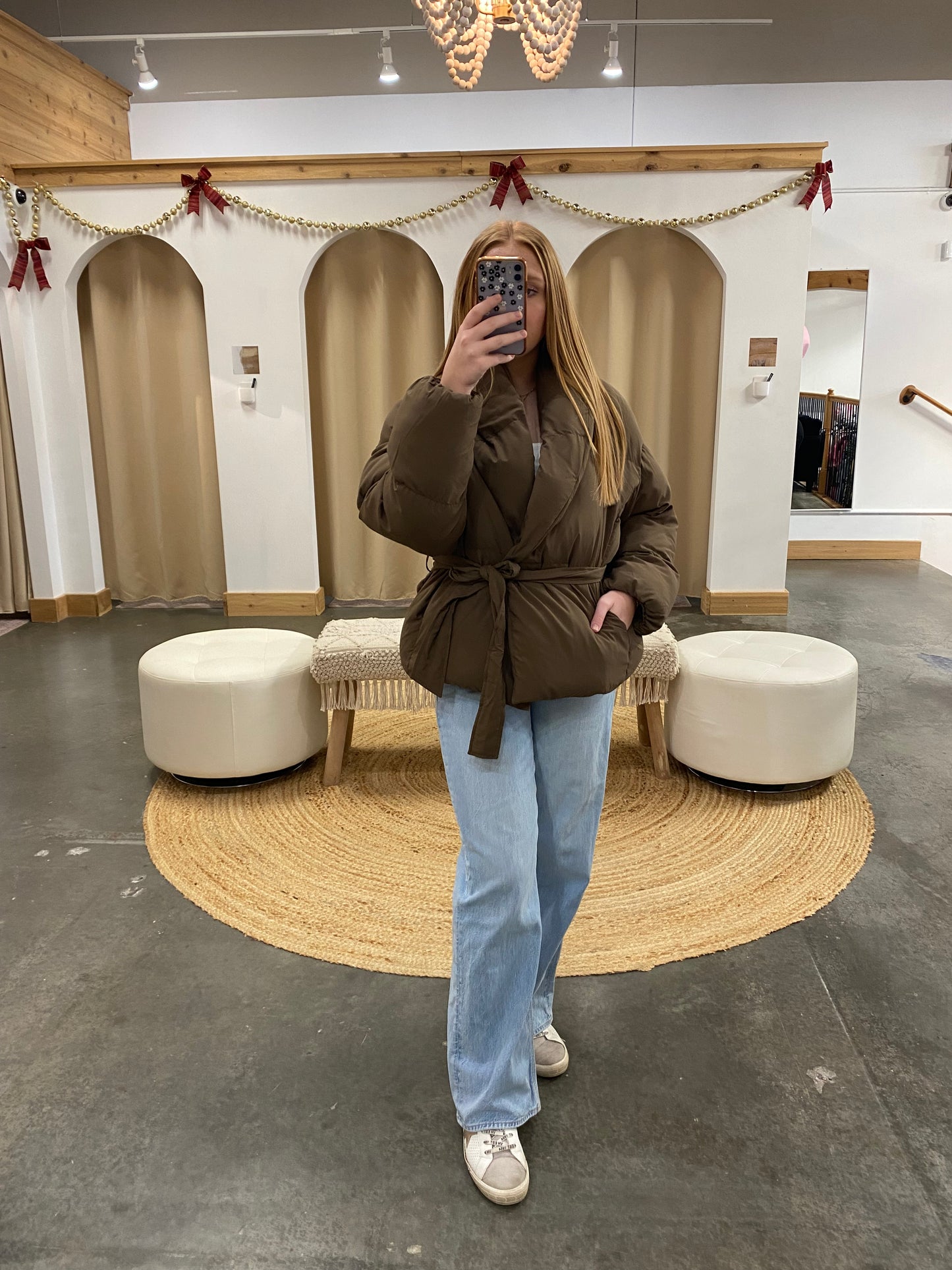 Waist Tie Puffer Jacket