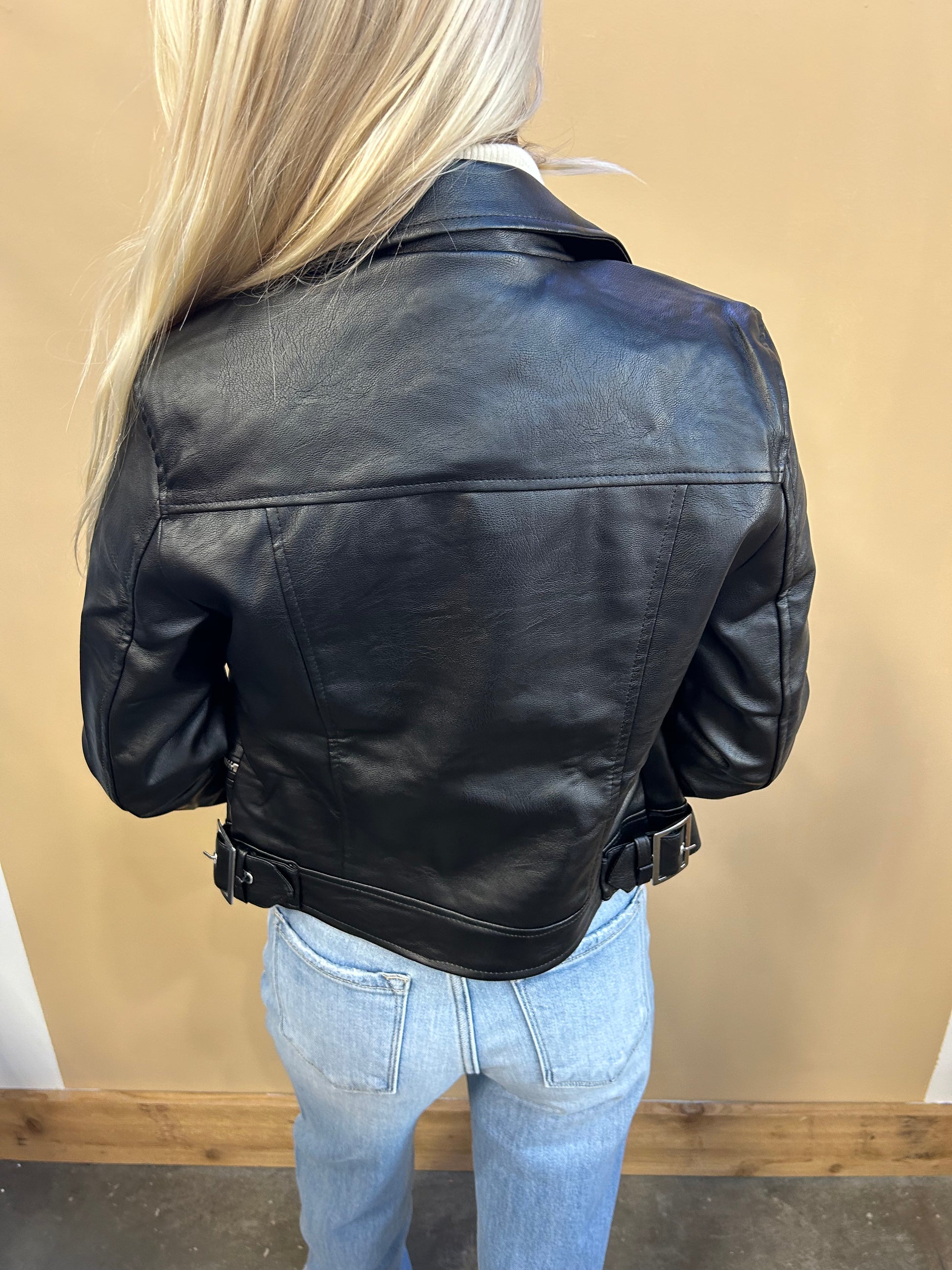 Moto Faux Leather Jacket - Arete Style