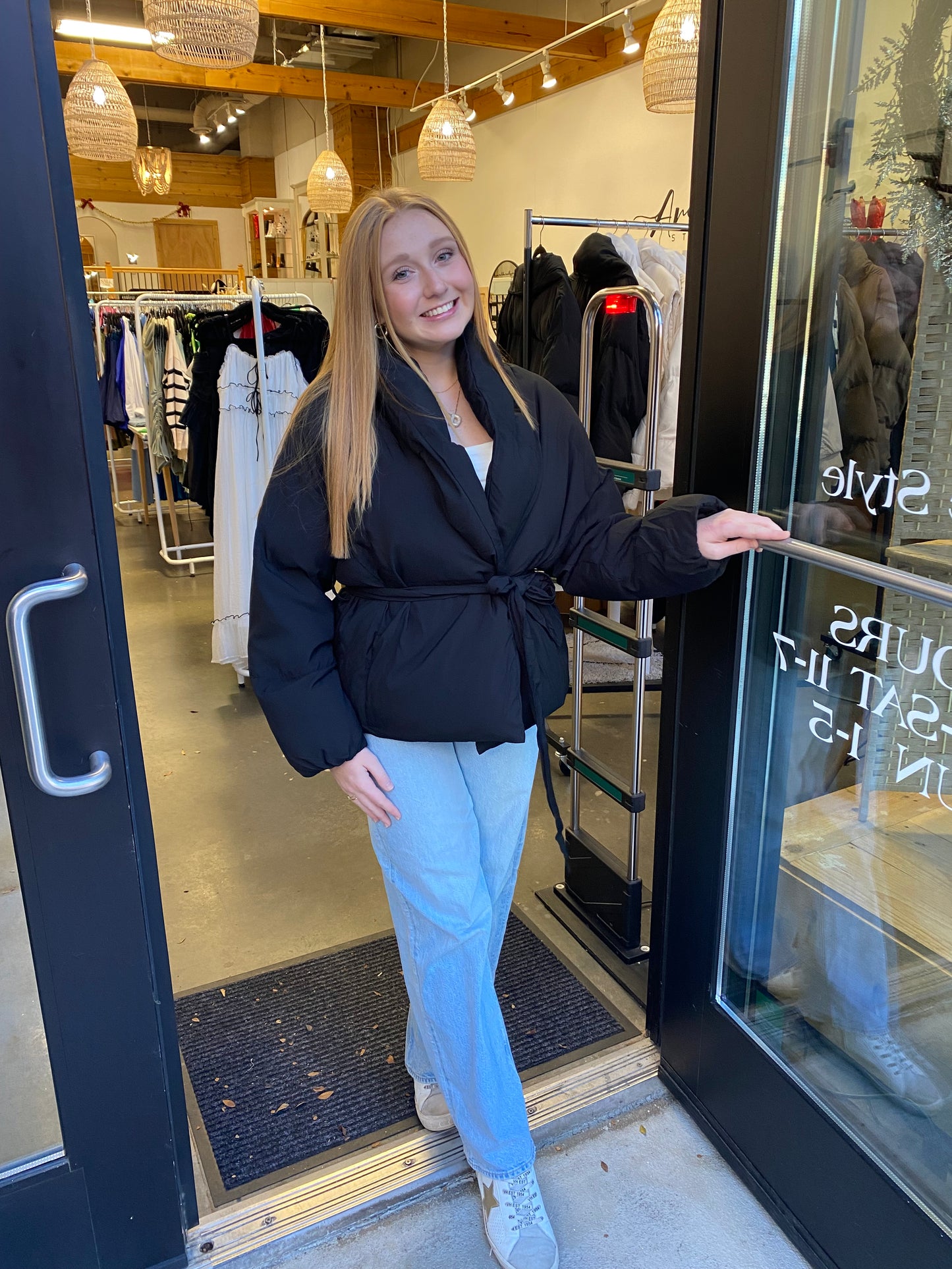 Waist Tie Puffer Jacket