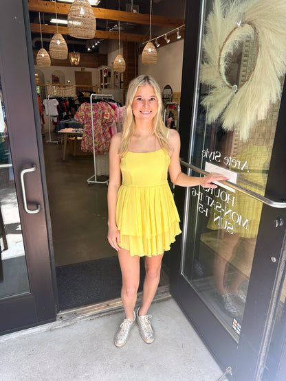 Claire Pleated Ruffle Dress