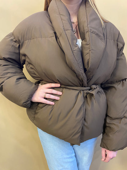 Waist Tie Puffer Jacket