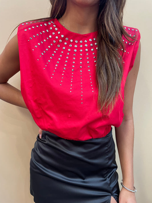 Red Hot Studded Top - Arete Style