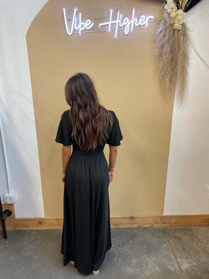 Venetian V-Neck Maxi Dress