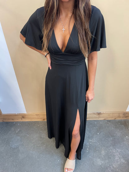 Venetian V-Neck Maxi Dress