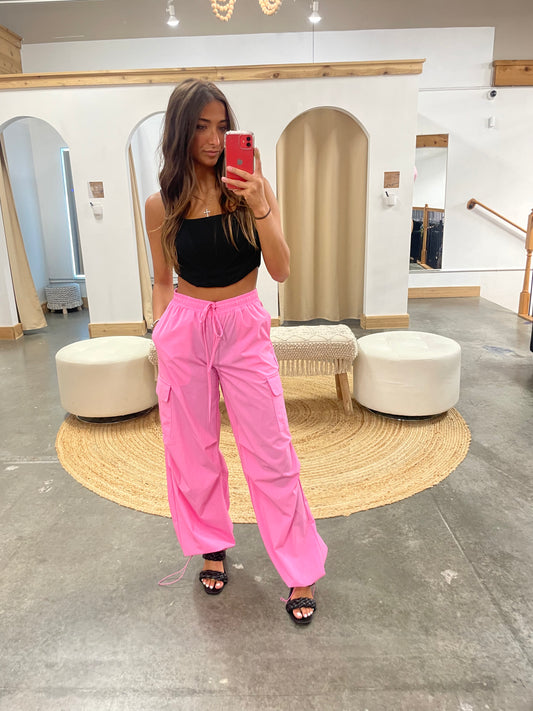 Whitney Pink Cargo Pants - Arete Style