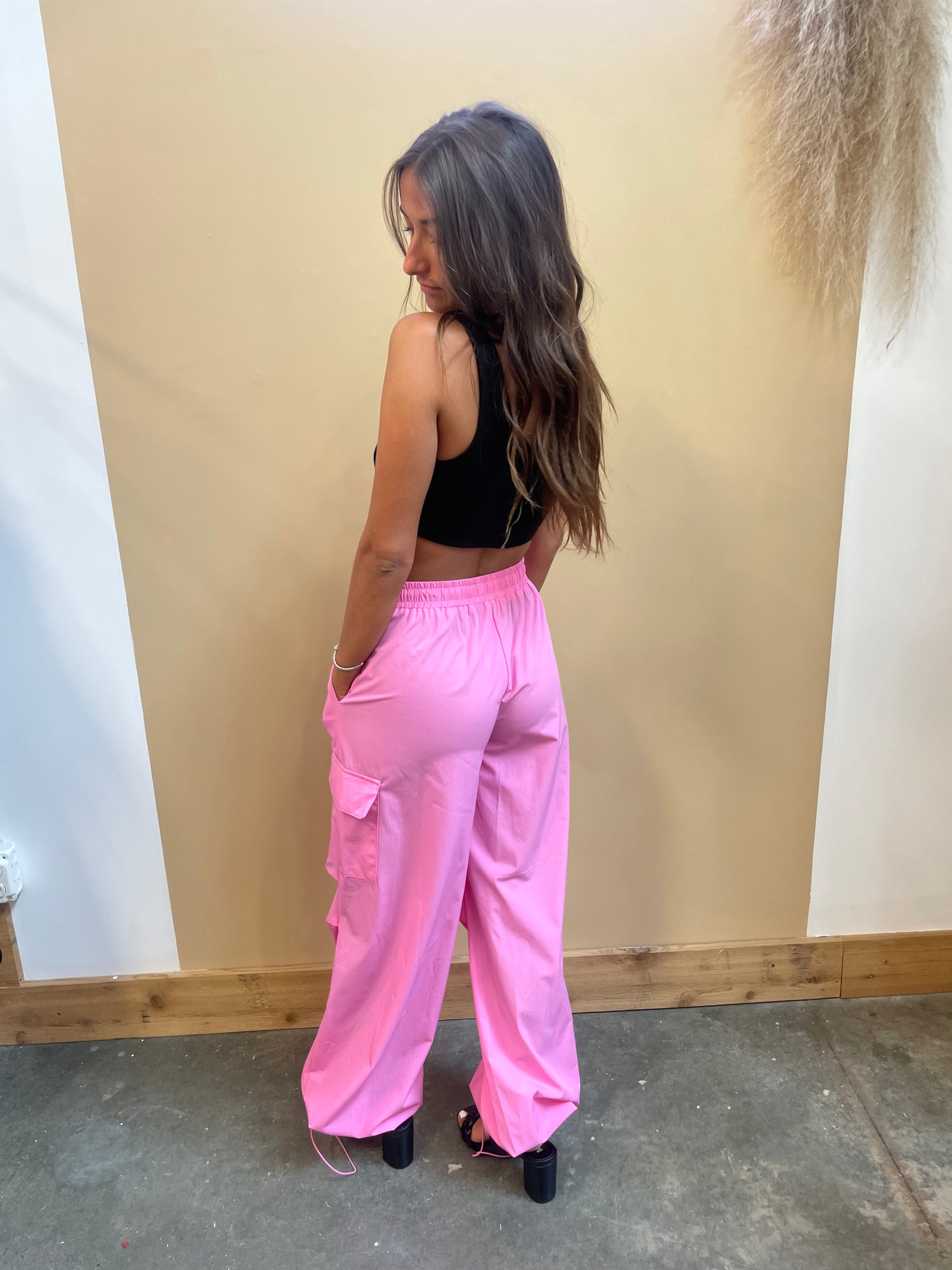 Whitney Pink Cargo Pants - Arete Style