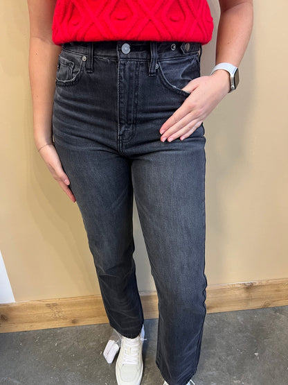 90's Wide Leg Black Straight Jeans - Arete Style