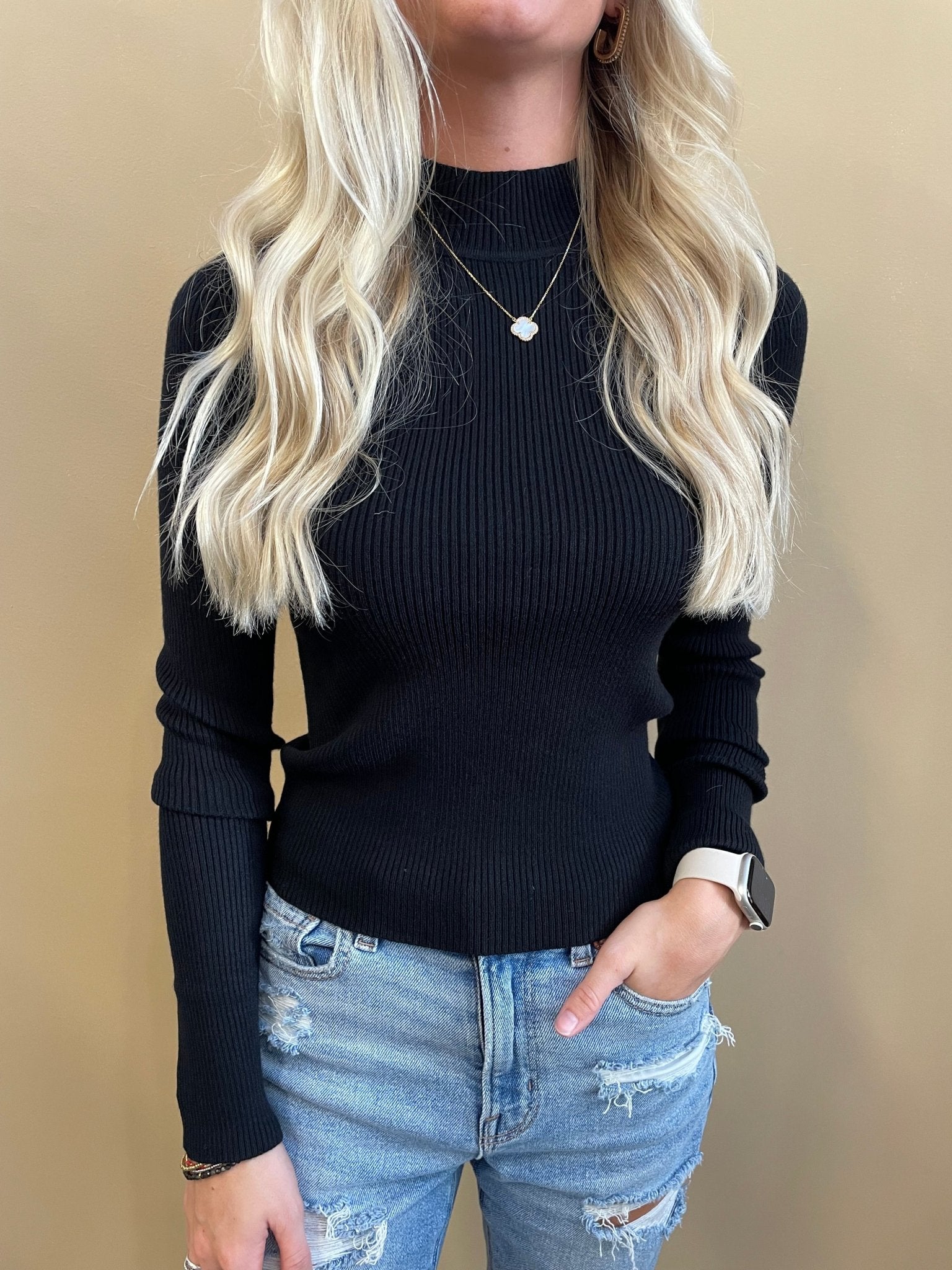 Aubrey Mock Neck Sweater Top - Arete Style