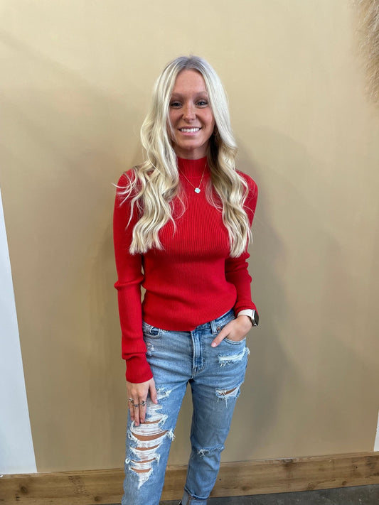 Aubrey Mock Neck Sweater Top - Arete Style