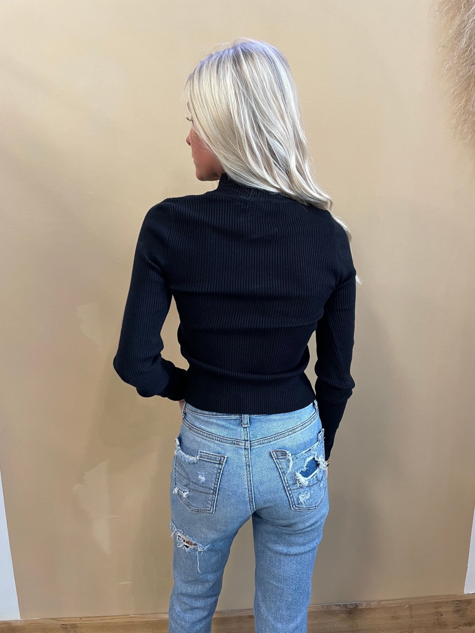 Aubrey Mock Neck Sweater Top - Arete Style