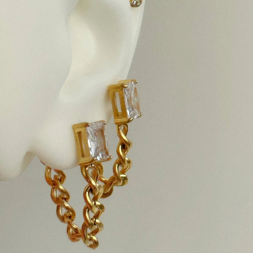 Chansuttpearls Diamond Chain Earrings - Arete Style