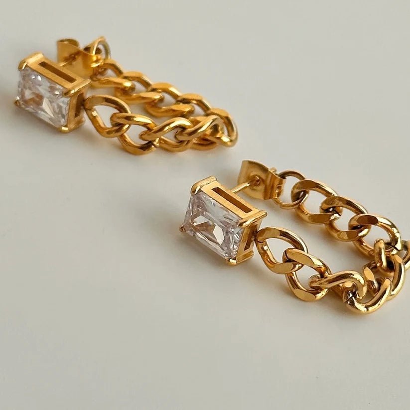 Chansuttpearls Diamond Chain Earrings - Arete Style