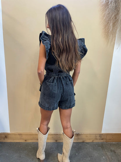 Delaney Denim Romper - Arete Style