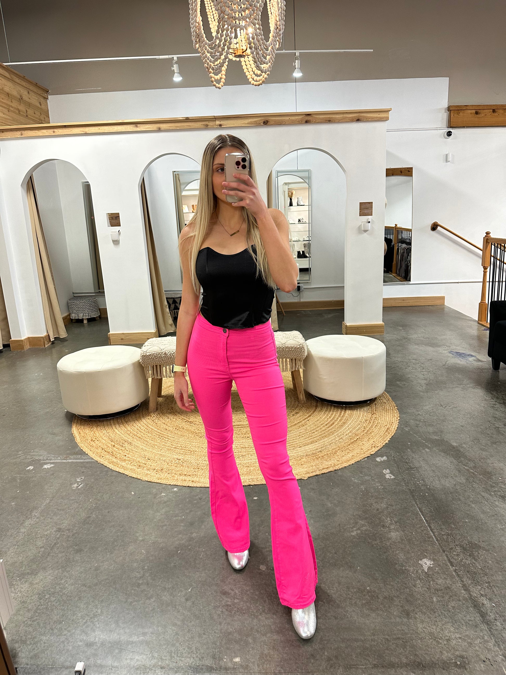 For The Love Of Pink Flare Pants - Arete Style