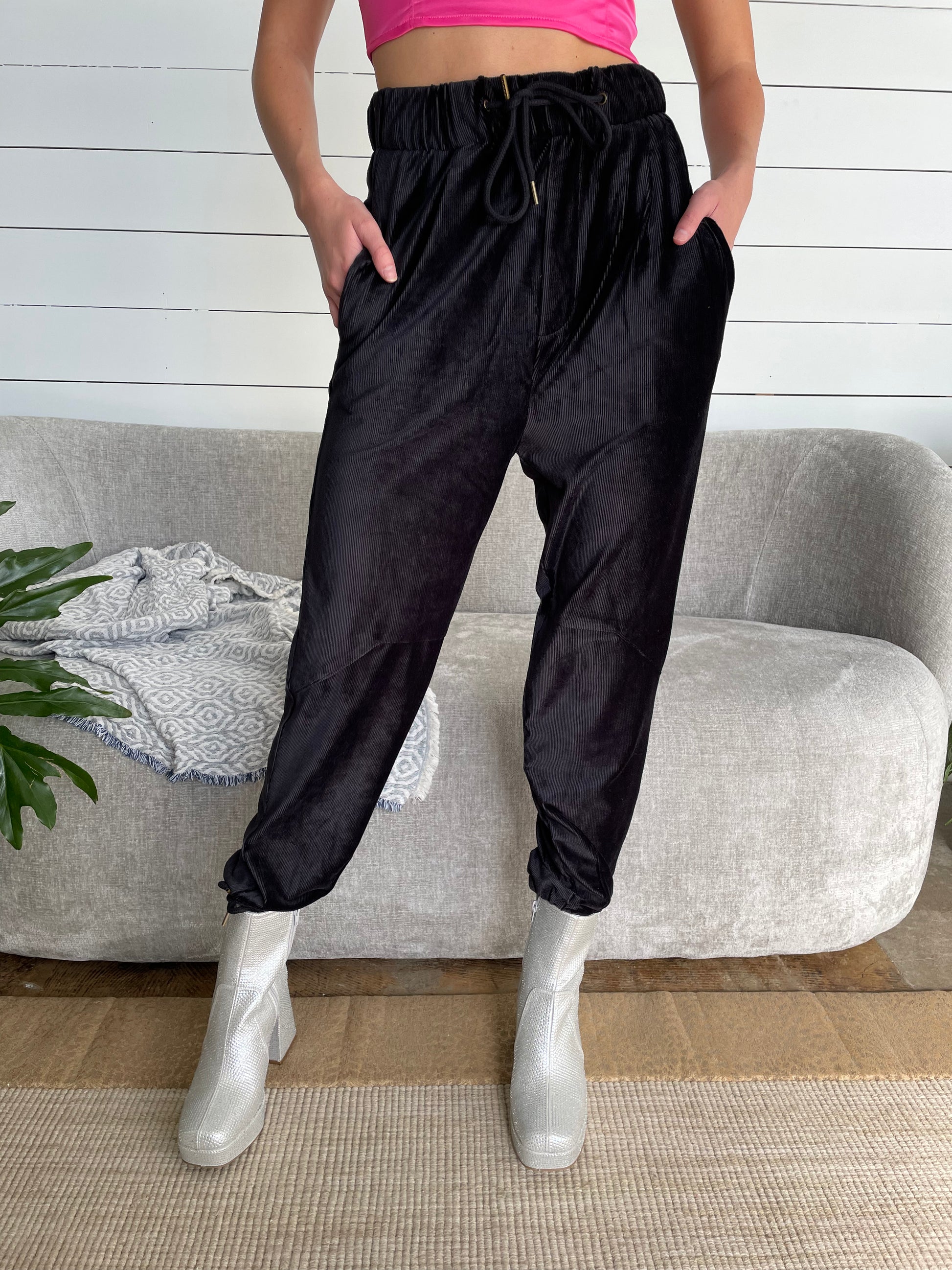 Vivian Velvet Joggers - Arete Style