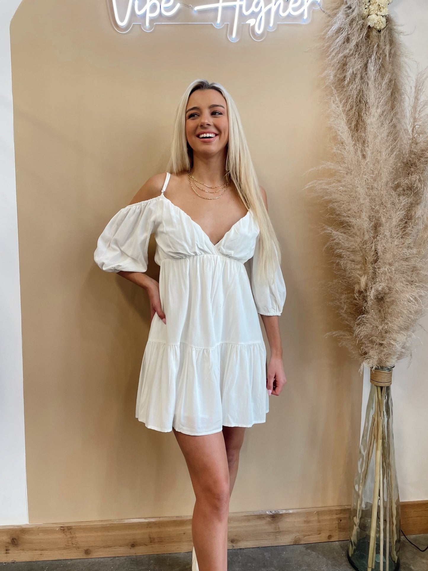 Jordan Off The Shoulder Tiered Dress - Arete Style